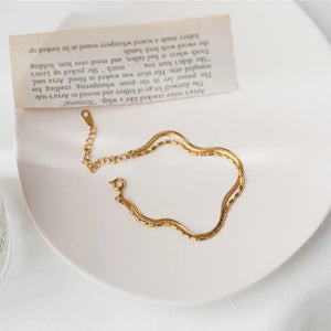 Double Layer Snake Bone Charm Bracelets for Women