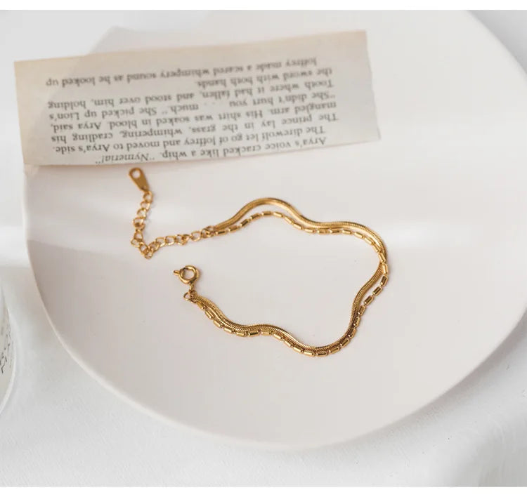Double Layer Snake Bone Charm Bracelets for Women