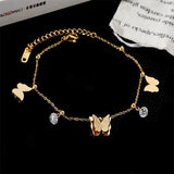 Zircon Butterfly Anklets Stainless Steel Women Gift Party Jewelry