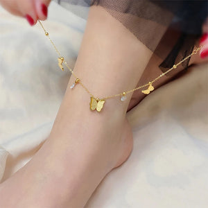 Zircon Butterfly Anklets Stainless Steel Women Gift Party Jewelry