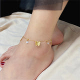 Zircon Butterfly Anklets Stainless Steel Women Gift Party Jewelry