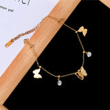 Zircon Butterfly Anklets Stainless Steel Women Gift Party Jewelry
