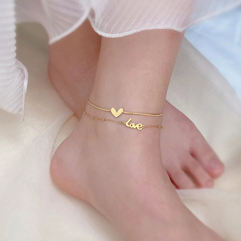 Stainless Steel Chain Anklets For Women Geometric Anklets