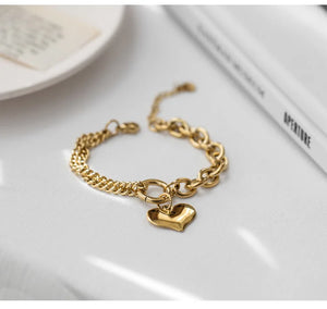 Vintage Stainless Steel Heart Bracelet for Women