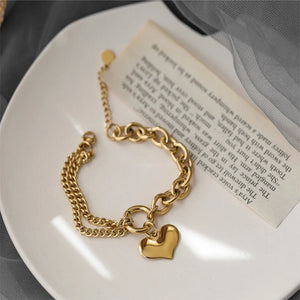 Vintage Stainless Steel Heart Bracelet for Women
