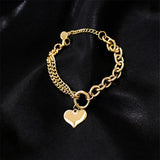 Vintage Stainless Steel Heart Bracelet for Women