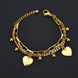 Heart Chain Bracelet Stainless Steel Silver Women Men Gift Party
