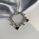 Heart Chain Bracelet Stainless Steel Silver Women Men Gift Party