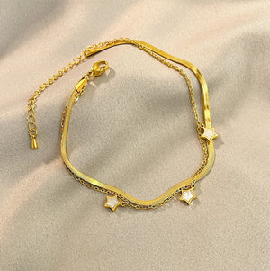 Stainless Steel Star Double Layer Anklets For Women Gift Jewelry