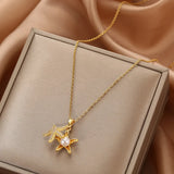 Zircon Starfish Whale Pendant Necklace