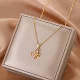Zircon Starfish Whale Pendant Necklace