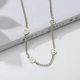 Stainless Steel Three Crying Smile Face Necklace For Female