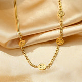 Stainless Steel Three Crying Smile Face Necklace For Female