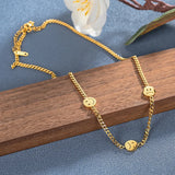 Stainless Steel Three Crying Smile Face Necklace For Female