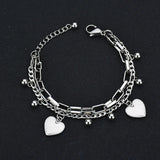 Stainless Steel Double Layer Heart Bracelets for Women