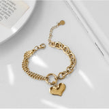 Stainless Steel Double Layer Heart Bracelets for Women