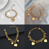 Stainless Steel Double Layer Heart Bracelets for Women