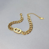Stainless Steel Two Layer Bead Belt Buckle Bracelet For Women