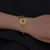 Stainless Steel Two Layer Bead Belt Buckle Bracelet For Women