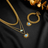 MEYRROYU316L Devil's Eye 3-Layer Rhinestone Necklace Halloween