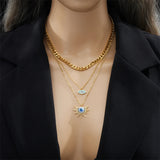 MEYRROYU316L Devil's Eye 3-Layer Rhinestone Necklace Halloween