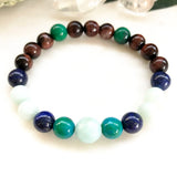 Aqua Marine Tiger Eye Bracelet Mix Crystals Natural Lapis Lazuli Lucky Stone