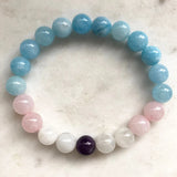 Chalcedony Moonstone Purple Crystal Bracelet Rose Quart Crown Chakra Bracelet