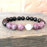 Natural Lepidolite Moonstone Tourmaline Bracelet