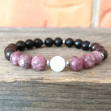 Natural Lepidolite Moonstone Tourmaline Bracelet