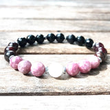 Natural Lepidolite Moonstone Tourmaline Bracelet