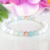Anxiety Relief Bracelet Amazonite Howlite Hematite Healing Crystal Beaded