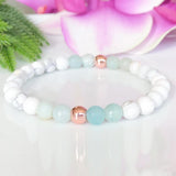 Anxiety Relief Bracelet Amazonite Howlite Hematite Healing Crystal Beaded