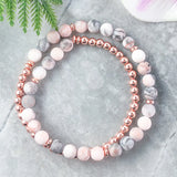 Pink Jaspers & Hematite Bead Wrap Bracelet - Boho Gem Stone Bracelet