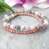 Pink Jaspers & Hematite Bead Wrap Bracelet - Boho Gem Stone Bracelet