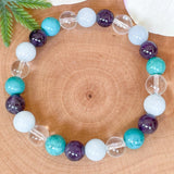 Pisces Zodiac Gemstone Bracelet Turquoise Amethyst Aquamarine Clear Quartz
