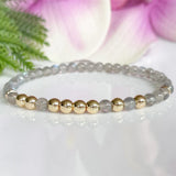 Labradorite Beaded Bracelet Morse Code Personalized Gift