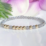 Labradorite Beaded Bracelet Morse Code Personalized Gift