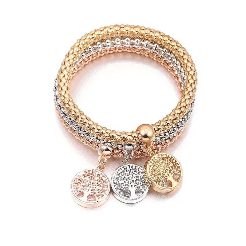 MGFam Tree of Life Charms Popcorn Bracelet For Women Crystal Jewelry