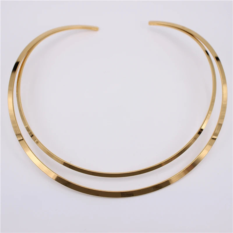 316L Stainless Steel Two-Tone Collar Adjustable Necklace for Women LH555