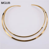 316L Stainless Steel Two-Tone Collar Adjustable Necklace for Women LH555