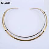 316L Stainless Steel Two-Tone Collar Adjustable Necklace for Women LH555