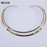 316L Stainless Steel Two-Tone Collar Adjustable Necklace for Women LH555