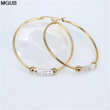 Stainless Steel Round Crystal Earrings NN83