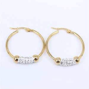Stainless Steel Round Crystal Earrings NN83