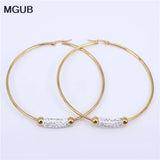 Stainless Steel Round Crystal Earrings NN83