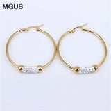 Stainless Steel Round Crystal Earrings NN83