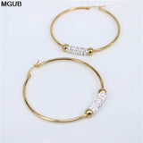 Stainless Steel Round Crystal Earrings NN83