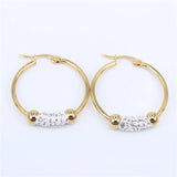 Stainless Steel Round Crystal Earrings NN83