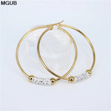 Stainless Steel Round Crystal Earrings NN83