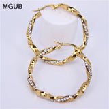 Crystal Round Hoop Earrings Twisted For Women Party LH564